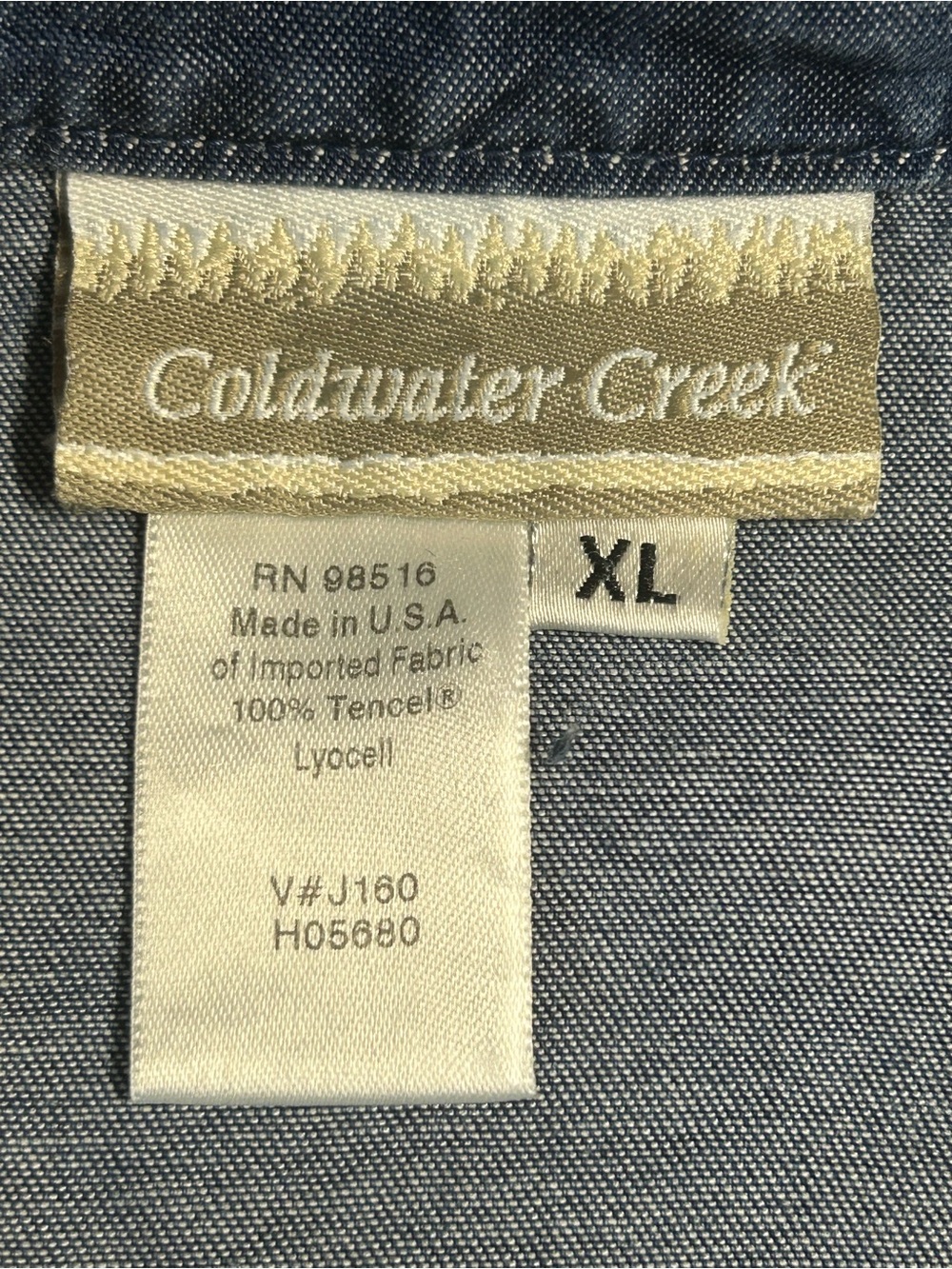 Coldwater Creek Denim-Texture Tencel Top in Dark Blue - Picture 5 of 6
